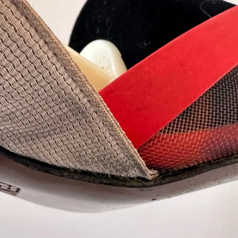 Fendi Technical Mesh Slingback Heels | Colibri Pumps 41 EU Red & Brown ❤️🤎 - Picture 9 of 11